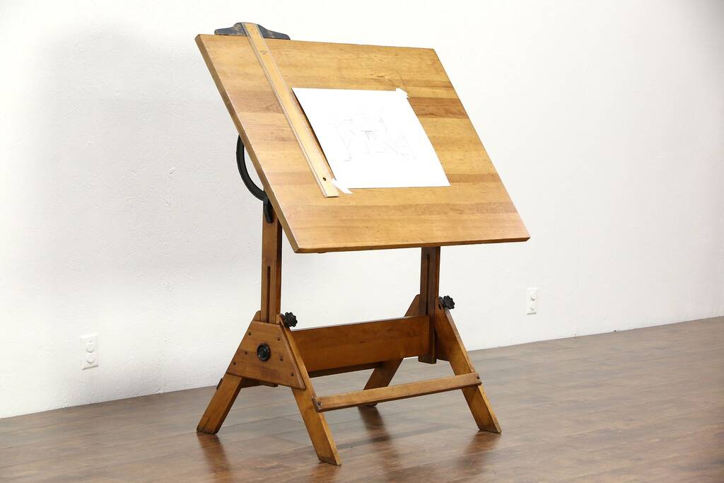 SOLD - Drafting Table Adjustable Artist 1930's Vintage Drawing Desk