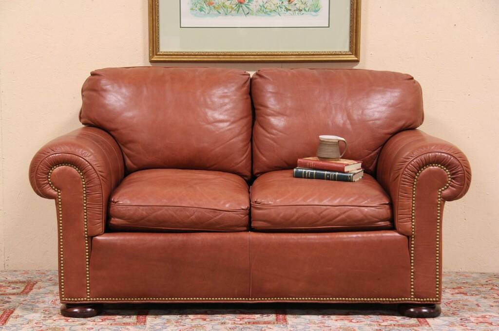 sherrill leather reclining sofa