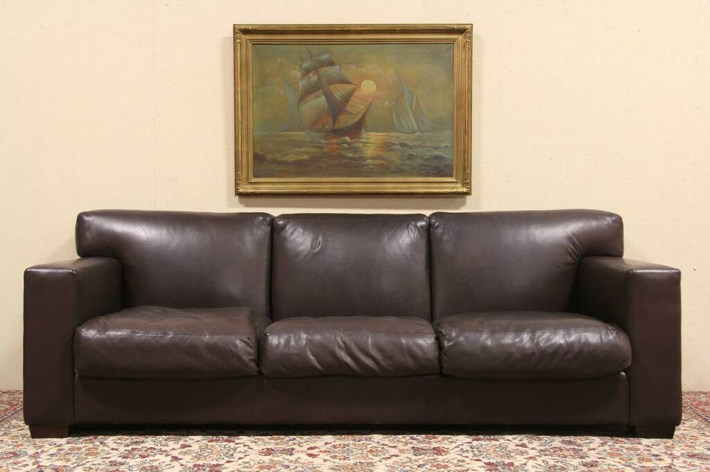 ralph lauren henredon leather sofa