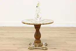 Arturo Pani Hollywood Regency Onyx & Abalone Lamp End Table #47829