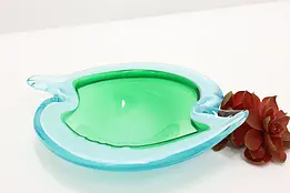 Green & Blue Vintage Blown Art Glass Sculpture Bowl #48803