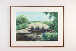 Countryside Bridge Vintage Original Lithograph, Soon 40.5" #49035