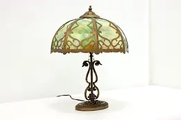 Traditional Antique Green Stained Glass Table or Desk Lamp #49377