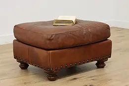 Traditional Vintage Brown Leather Ottoman Footstool or Bench #49039
