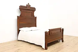 Victorian Eastlake Antique Carved Walnut Full Size Bed #42196