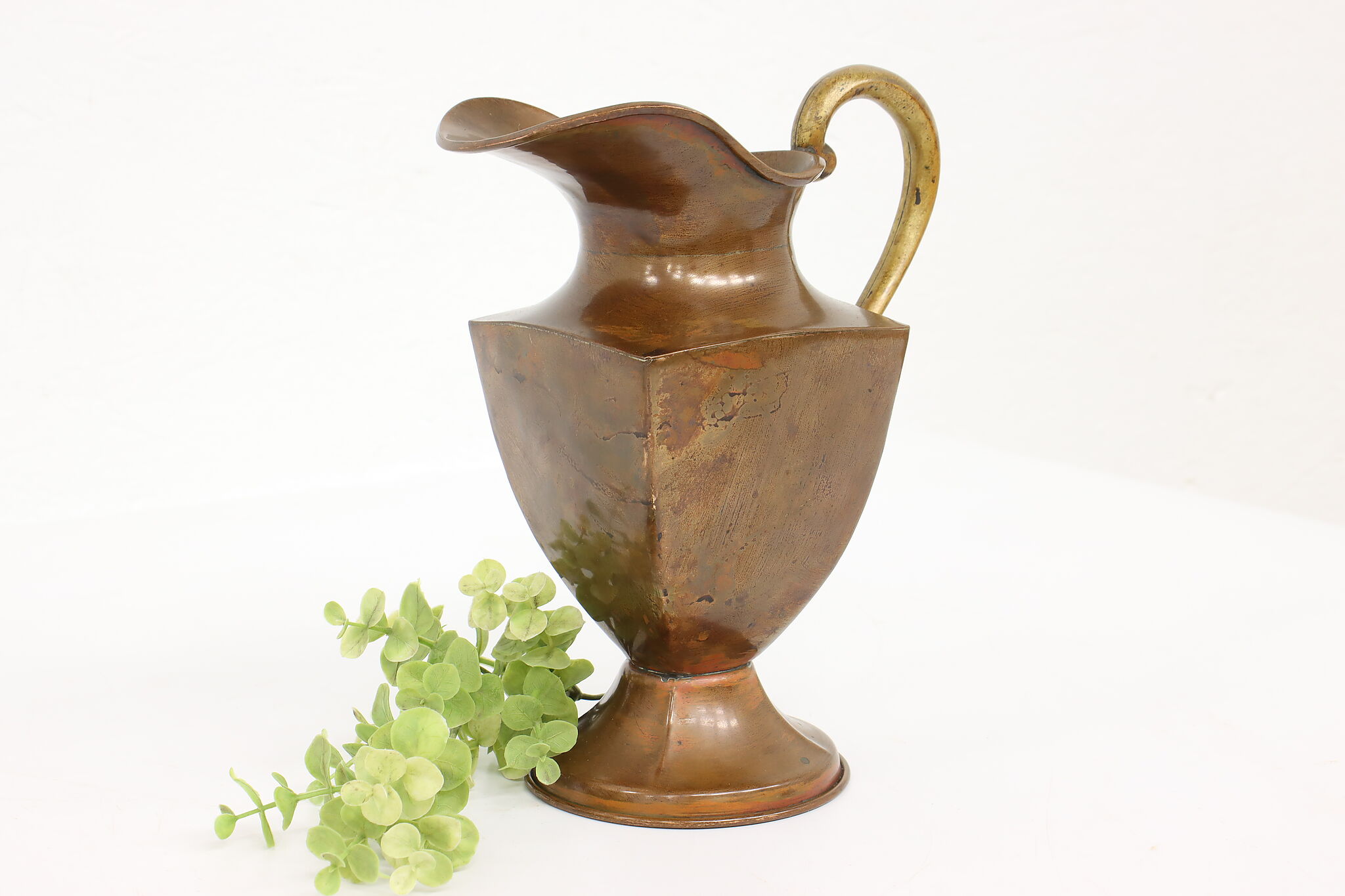 Vase for Flowers Metal Pitcher Silver and Copper Pitcher 