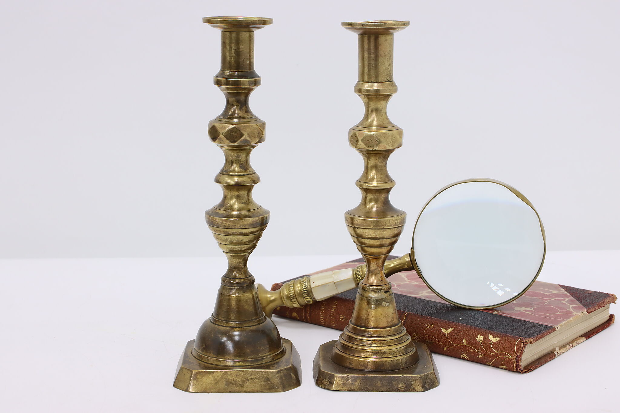 English Victorian Antique BRASS CANDLESTICKS Late 19th Century (Set of 4)