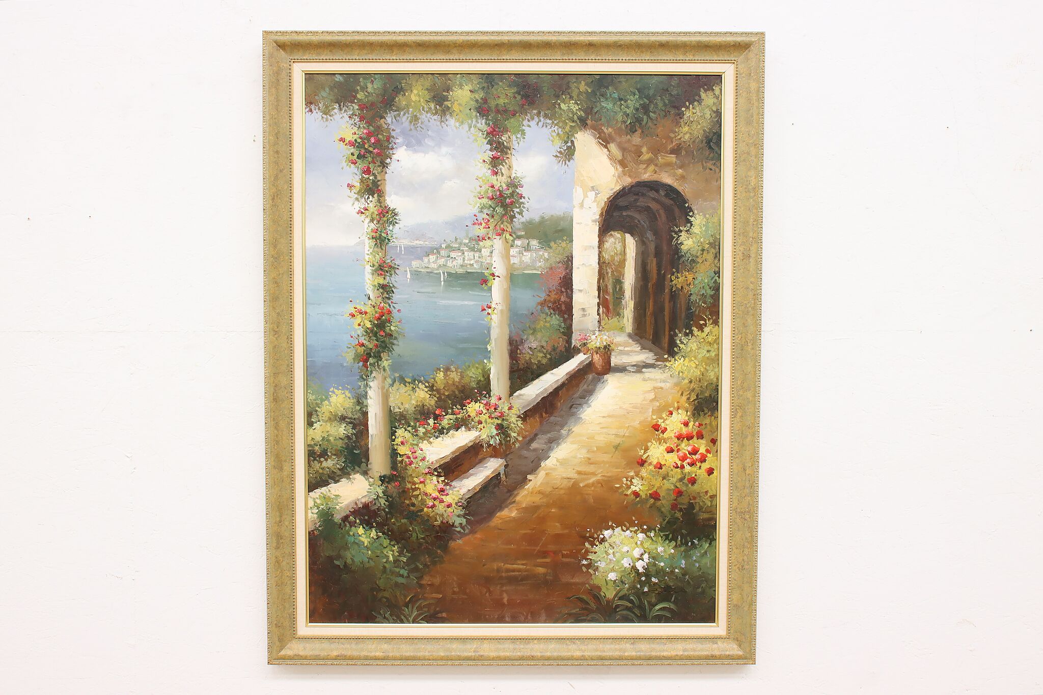 Capri Isle Italy Vintage Original Oil Painting, Signed 54.5