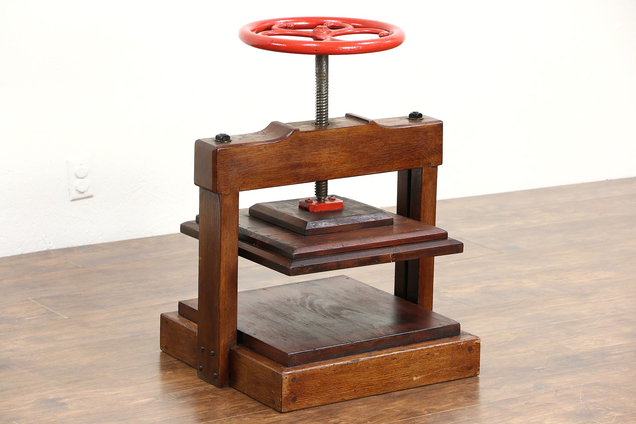 Victorian Oak Book Press With Drawer