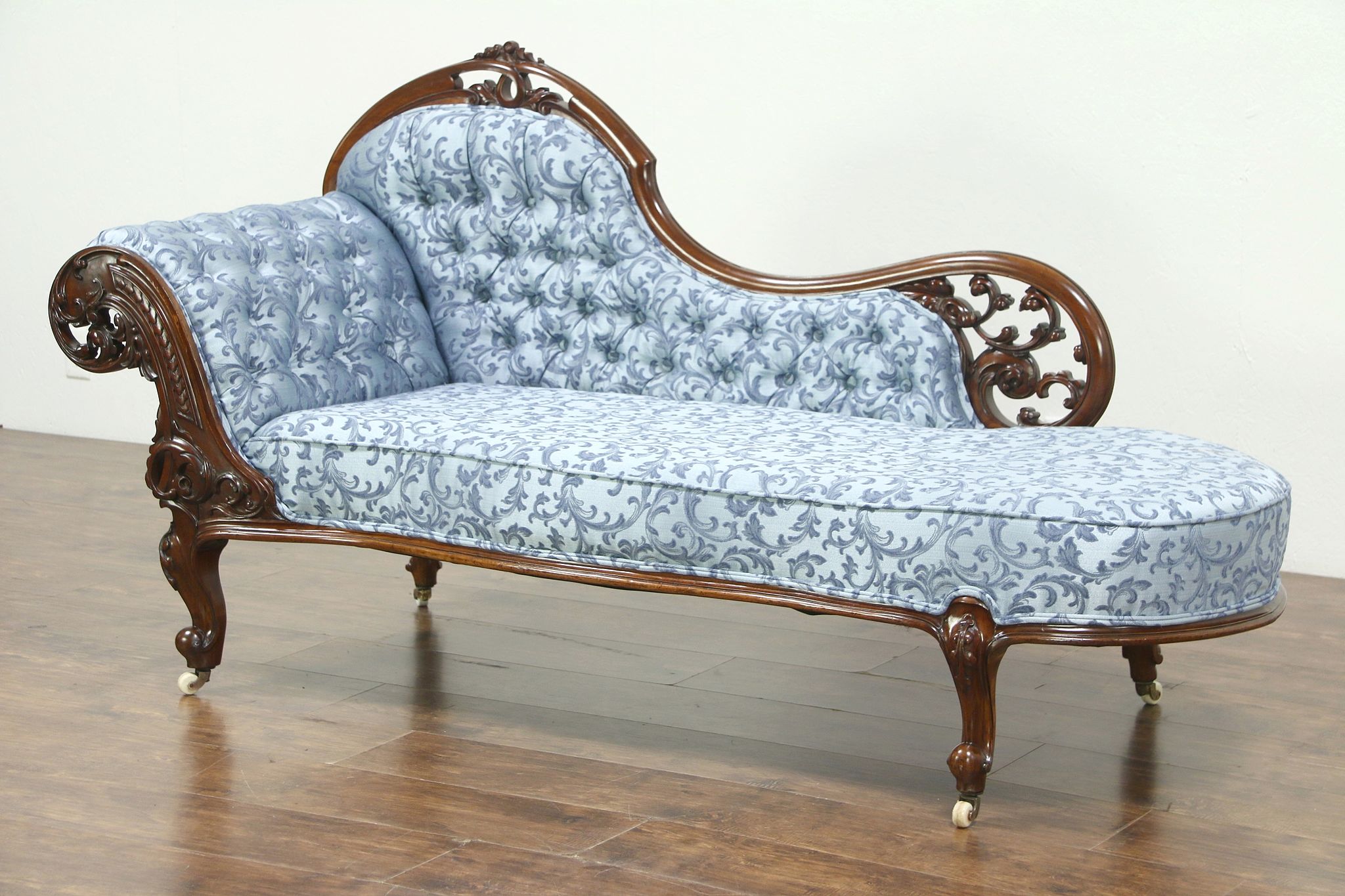Carved Mahogany Antique Recamier Chaise Or Fainting Couch England