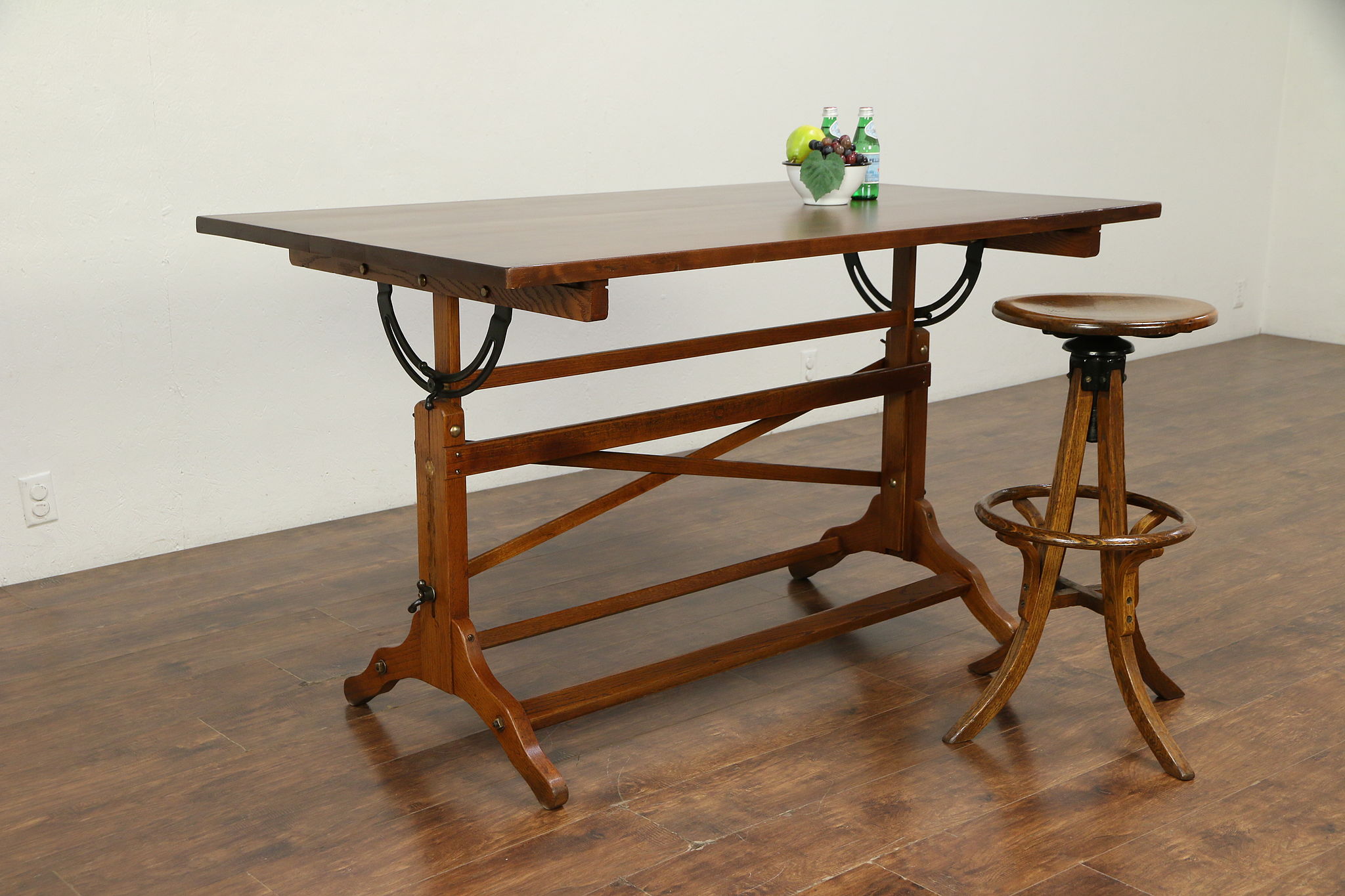 Drafting Table or Adjustable Vintage Artist Desk, Kitchen Island, Wine Table