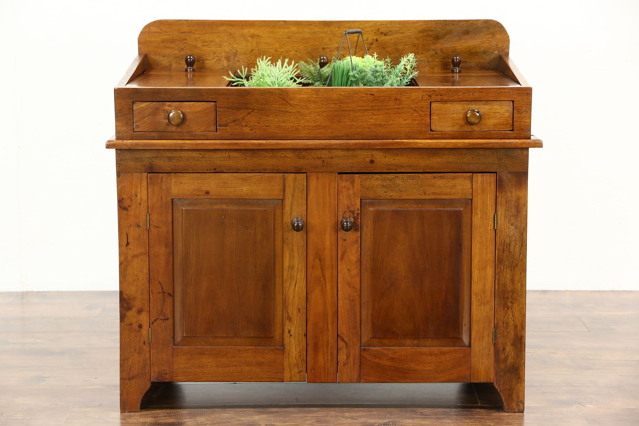 Hand Made Cherry Sink Cabinet With Walnut Top And Handcrafted