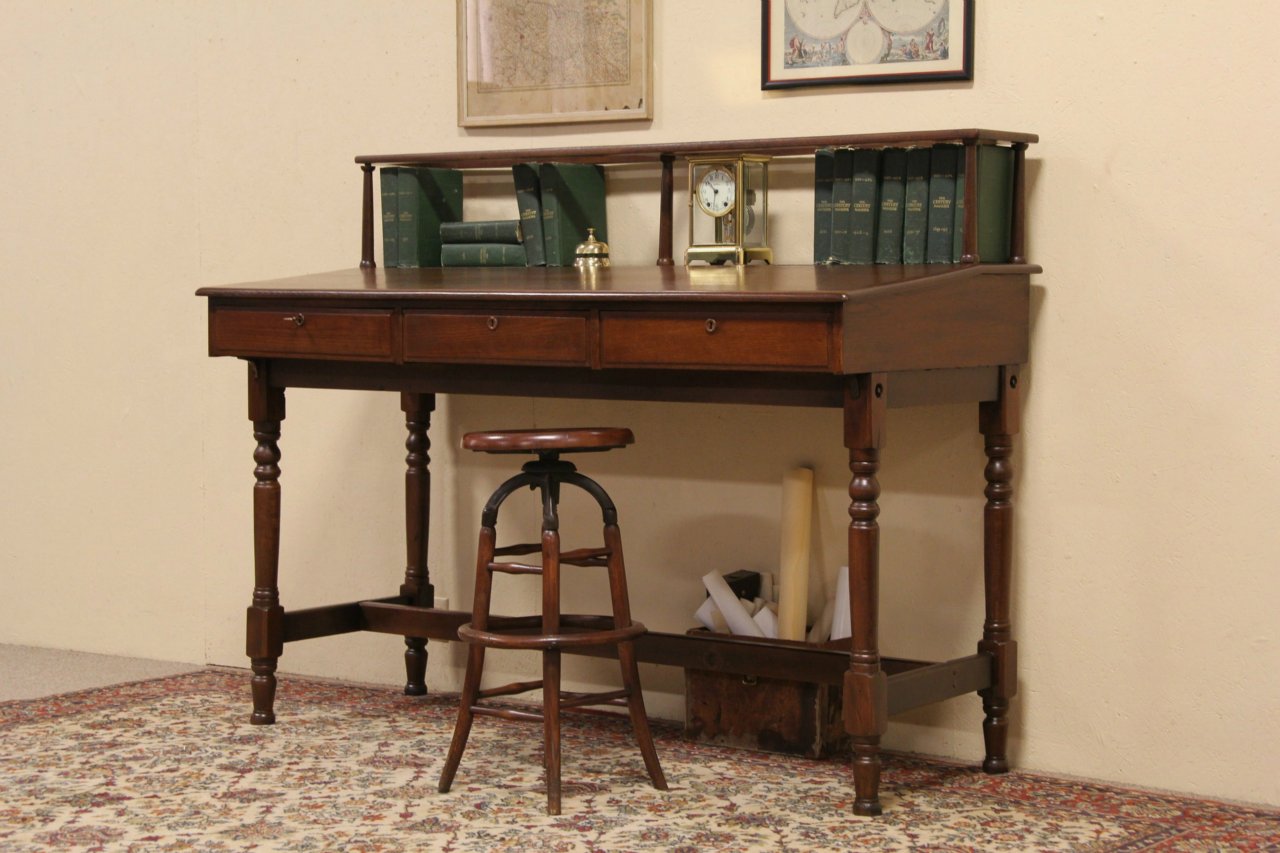 antique stand up bank desk