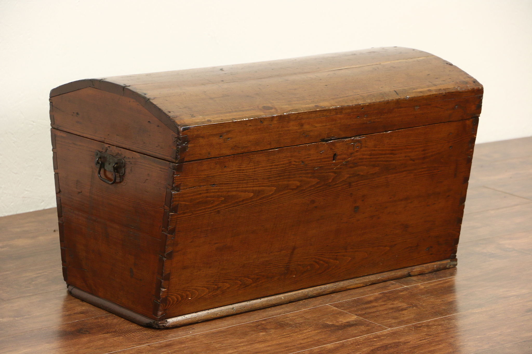 Pine Primitive 1860's Antique Immigrant Trunk Or Blanket Chest