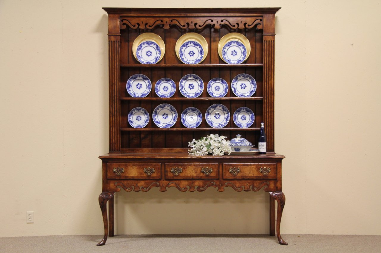 Georgian Antique 1800 English Oak Wall Plate Shelf from Welsh Dresser