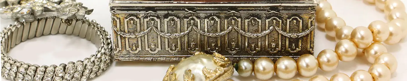 Vintage Silver Jewelry Box, Band and Necklace