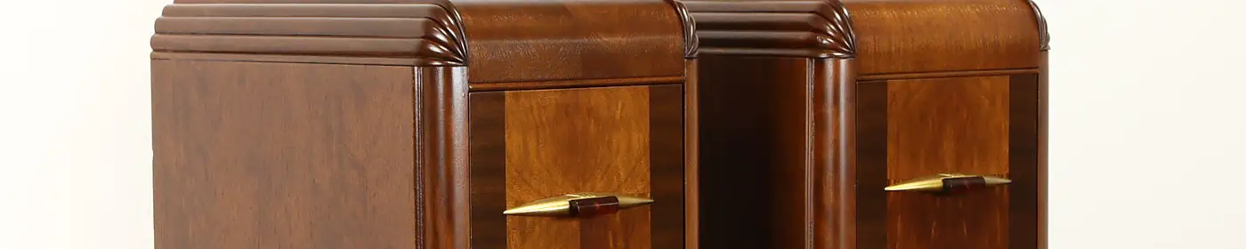 Art Waterfall Vintage Walnut Nightstands