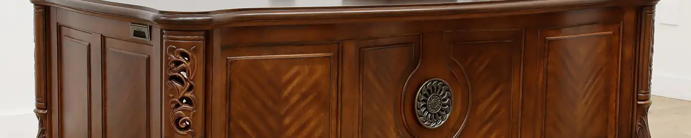 Carved Mahogany Vintage Office Library Desk