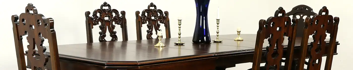 English Tudor Antique Walnut Dining Set