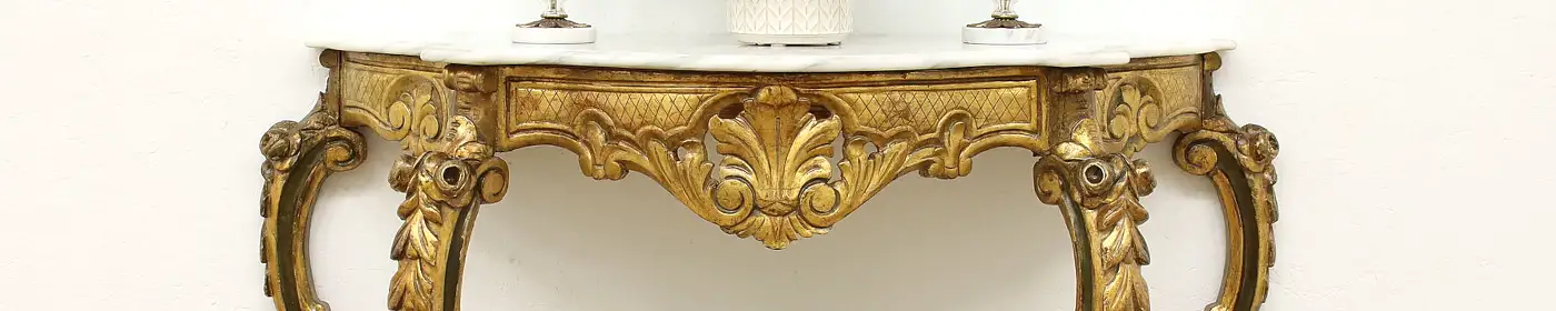 Italian Rococo Antique Carved Console Table