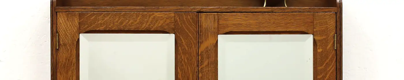 Victorian Antique Oak Barber Medicine Cabinet