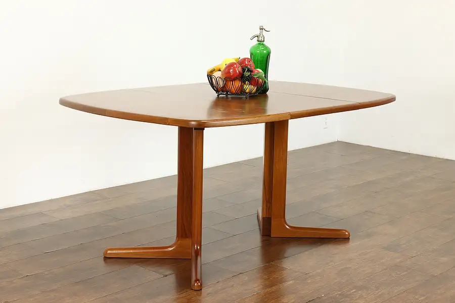 Main image of Midcentury Modern 40" Vintage Teak Dining Table & Leaf, Extends 59"