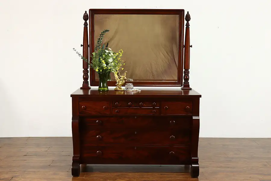 Main image of Empire Antique Mahogany Chest or Dresser, Swivel Mirror, Widdicomb