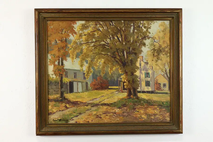 Main image of Farmhouse in Sunlight Vintage Original Oil Painting 35.5"