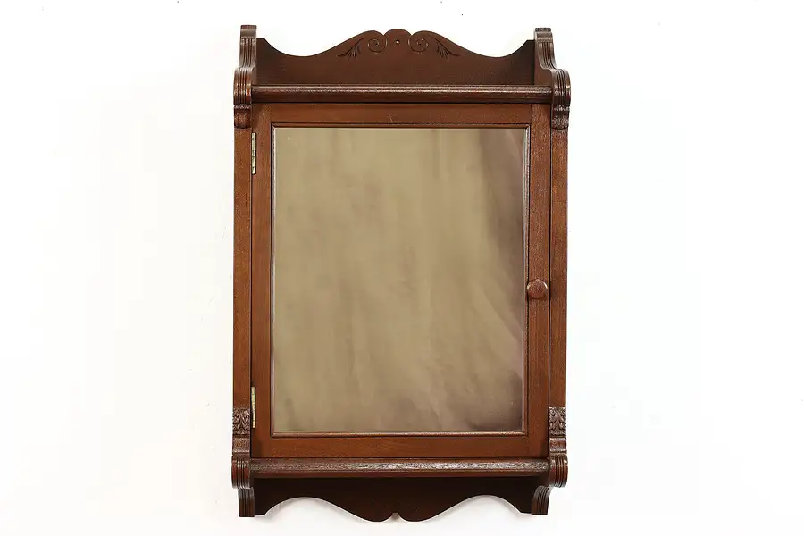 Main image of Victorian Eastlake Antique Walnut Hanging Cabinet Medicine Chest, Mirror