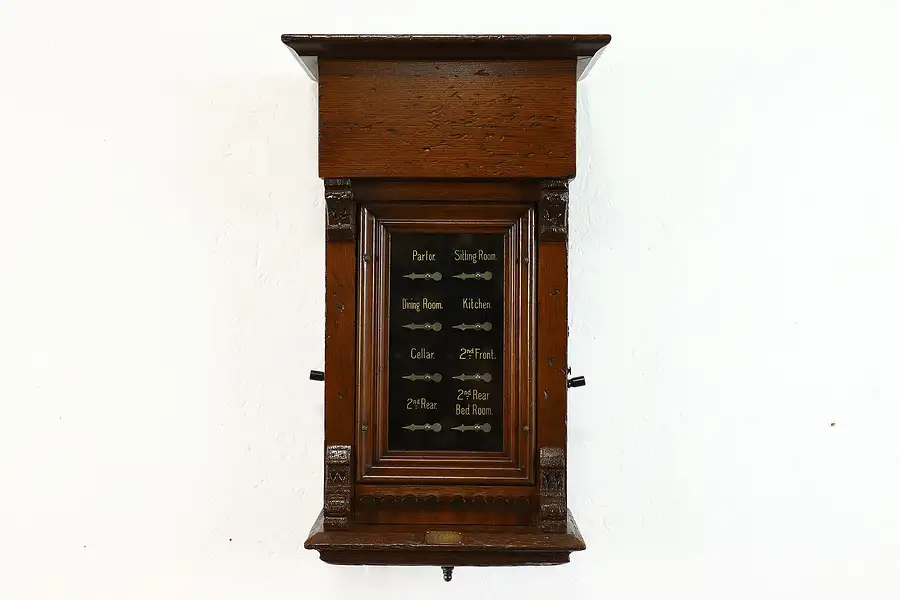 Main image of Victorian Antique Oak Servant or Butler Staff Call Box