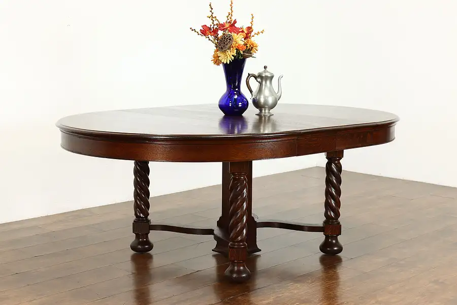 Main image of Henry VIII Design 54" Dining Table 6 Leaves Extends 123" Berkey and Gay