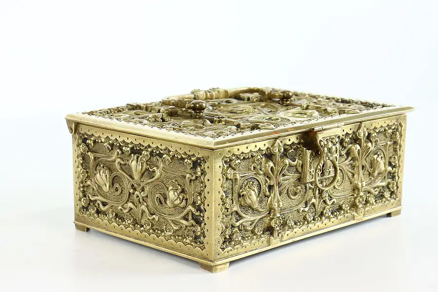 Main image of Renaissance Antique Bronze German Humidor or Jewelry Chest Erhard & Sohne