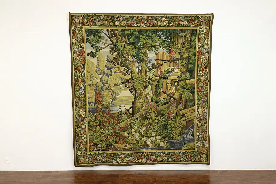 Main image of Renaissance Birds, Castle Ruins Large Landscape Vintage Tapestry 8' Wide