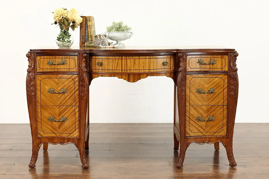 Main image of French Style Vintage Satinwood Desk, Vanity, Dressing Table, Joerns Bros