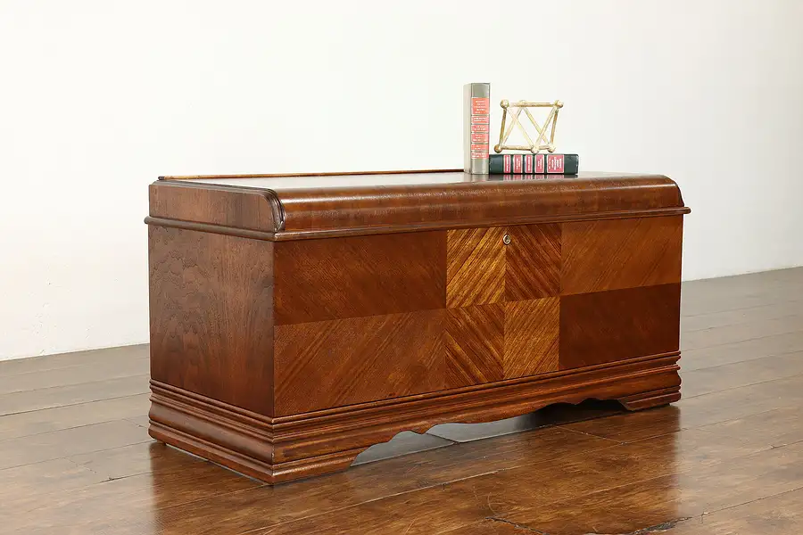 Main image of Art Deco Waterfall Design Vintage Cedar Trunk or Blanket Chest, Lane