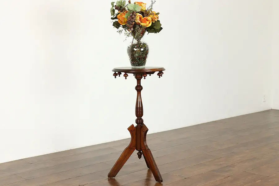 Main image of Victorian Eastlake Antique Walnut Plant Stand or Sculpture Pedestal