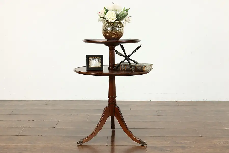 Main image of Traditional Federal Style Vintage Tiered & Round Walnut Side or End Table