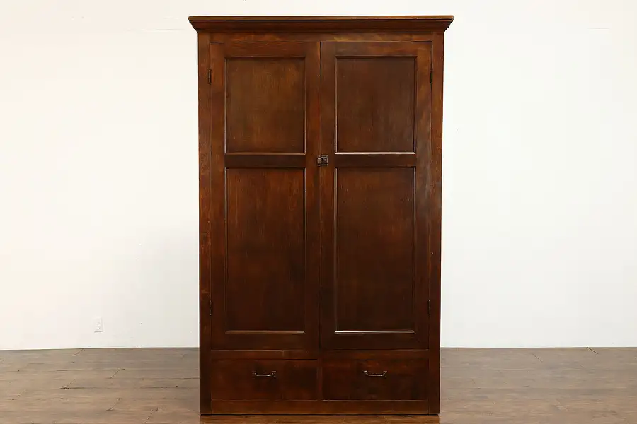 Main image of Farmhouse Antique Birch Country Armoire, Closet or Wardrobe