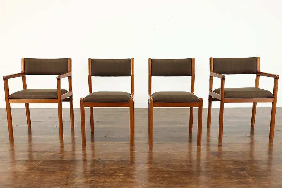 Main image of Set of 4 Midcentury Modern Vintage Teak Dining or Office Chairs, 2 Arms