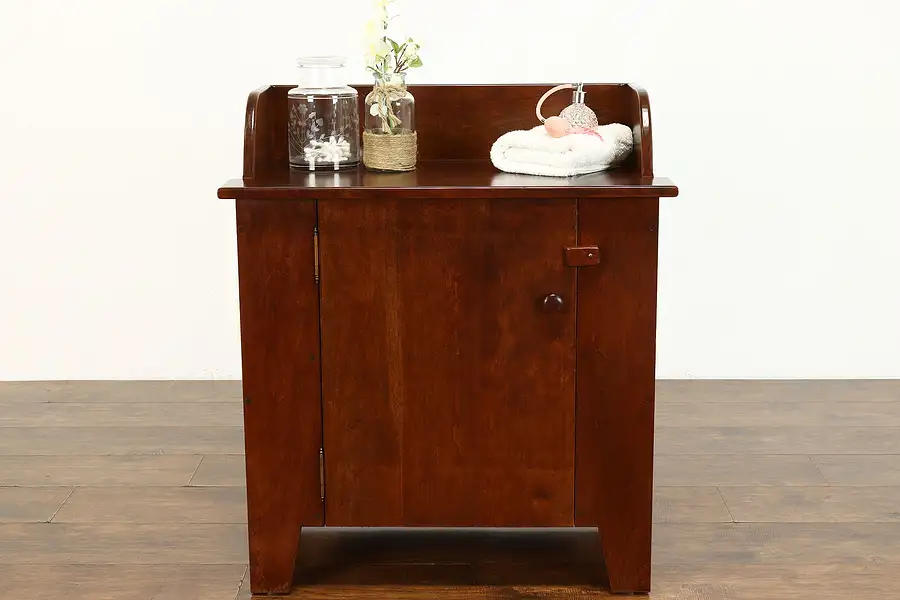 Main image of Solid Cherry Vintage Farmhouse Washstand, Hall Console Table, Nightstand