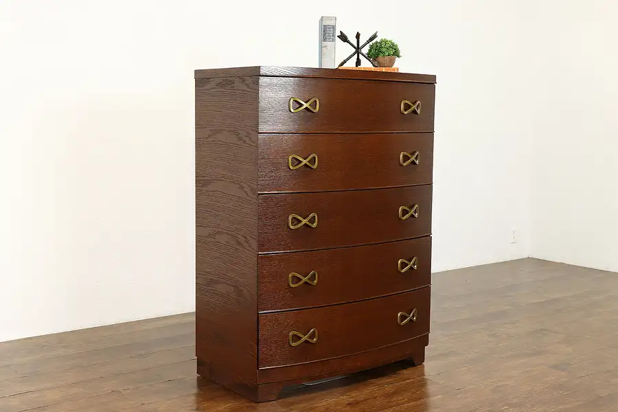 Main image of Midcentury Modern Vintage 5 Drawer Tall Chest or Dresser, Showers Bros