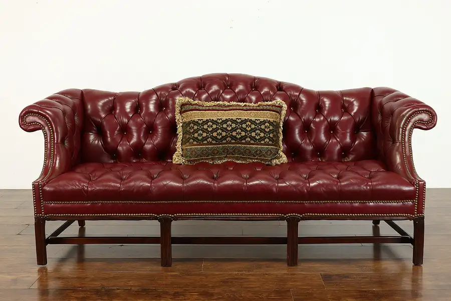 Main image of Traditional Georgian Design Vintage Red Tufted Leather Chesterfield Sofa