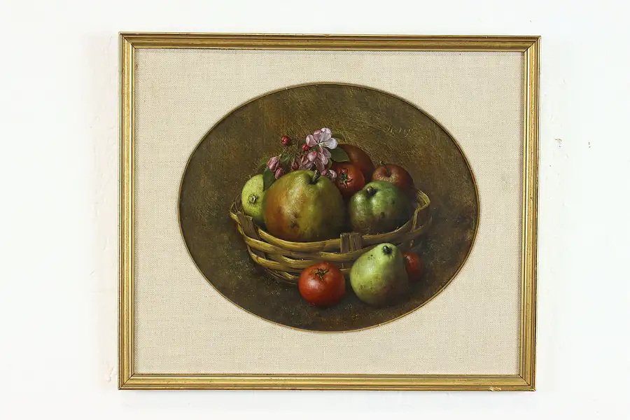 Main image of Fruit & Vegetable Basket Original Vintage Oil Painting, 15"