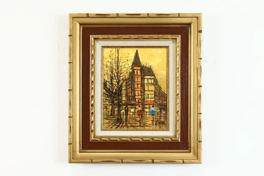 Main image of Paris Street Scene Original Vintage Oil Painting, Linca 18"