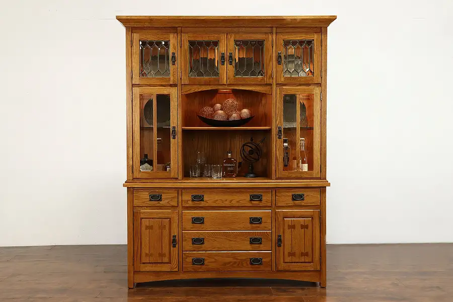 Main image of Arts & Crafts Mission Oak Vintage Craftsman China Cabinet, Richardson