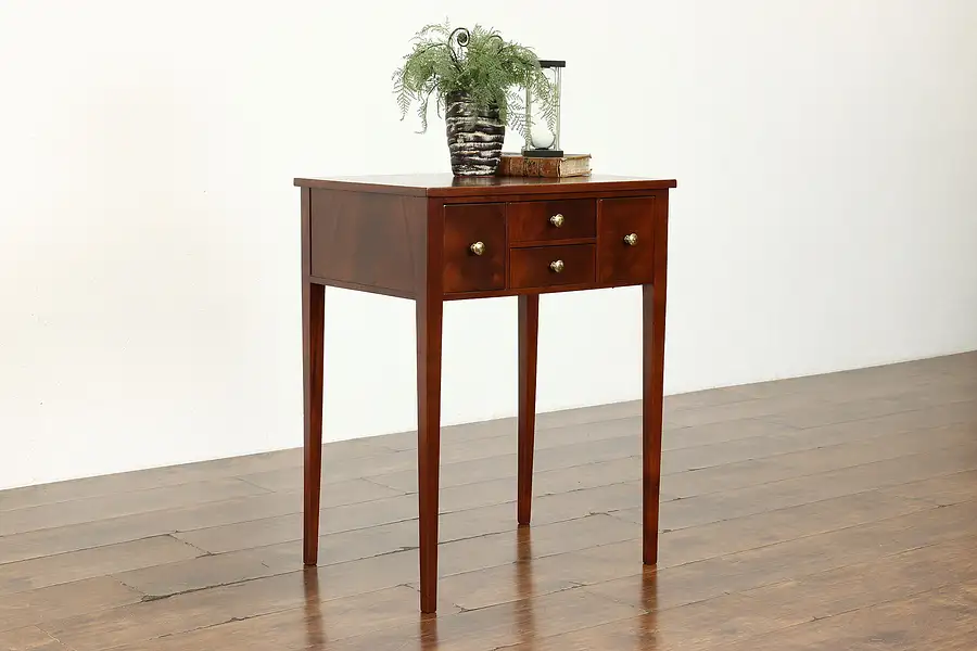 Main image of Hepplewhite Antique Mahogany Nightstand Lamp Table, Jewelry Drawers