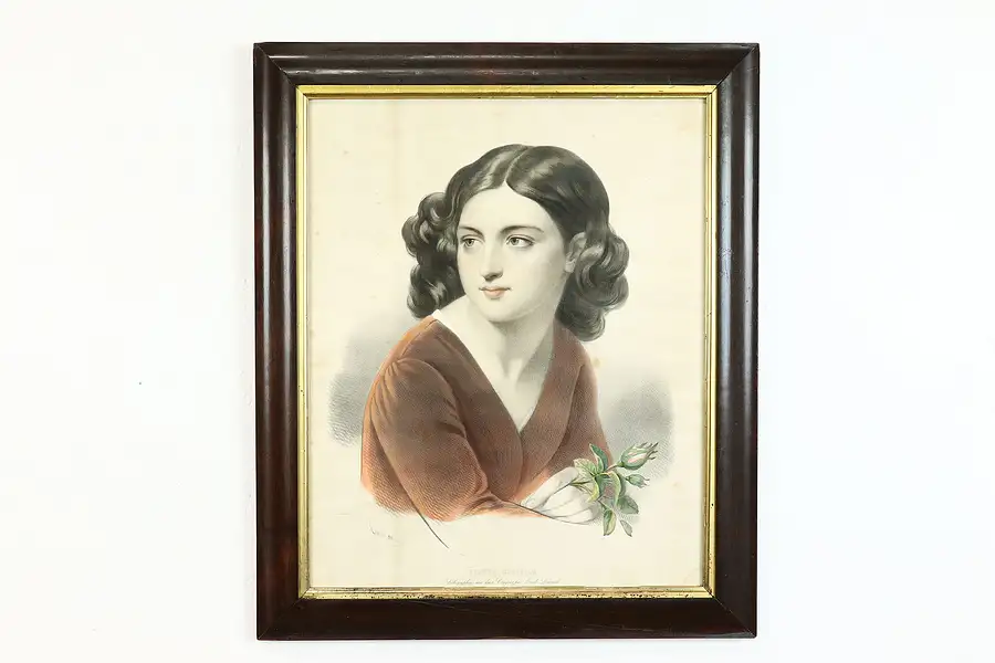 Main image of Victorian French Antique 1844 Hand Colored Engraving Etudes Lassalle 26"