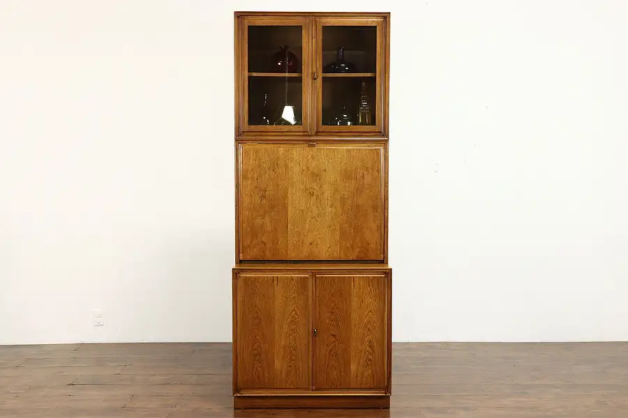 Main image of Midcentury Modern Vintage Stacking Wall Cabinet, Drop Front Bar or Desk