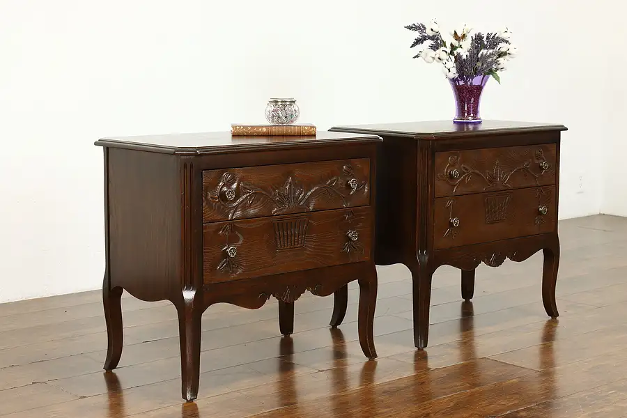 Main image of Pair of Vintage Country French Nightstands, End or Lamp Tables, Davis