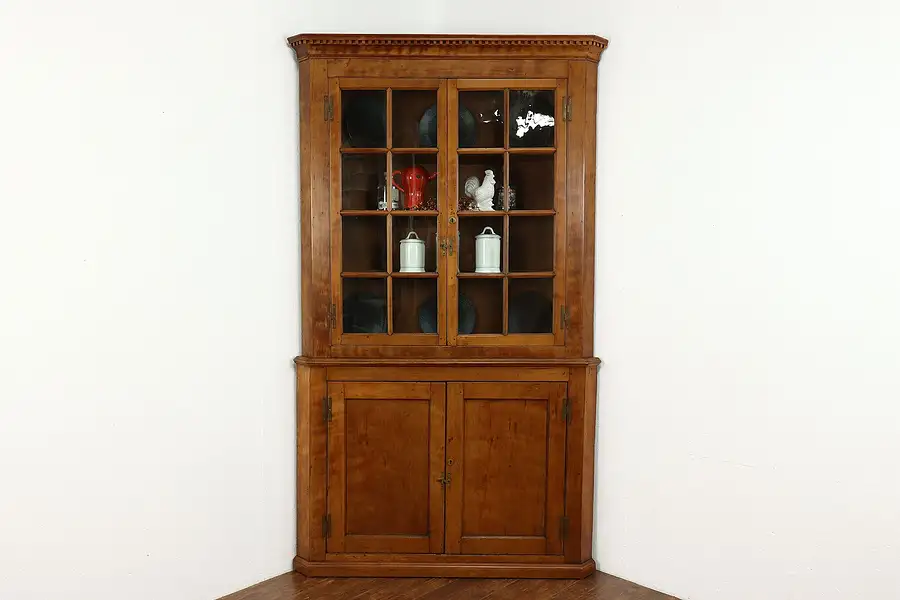 Main image of Farmhouse Rustic Antique 1830s Cherry Corner Cabinet, Pantry or Cupboard